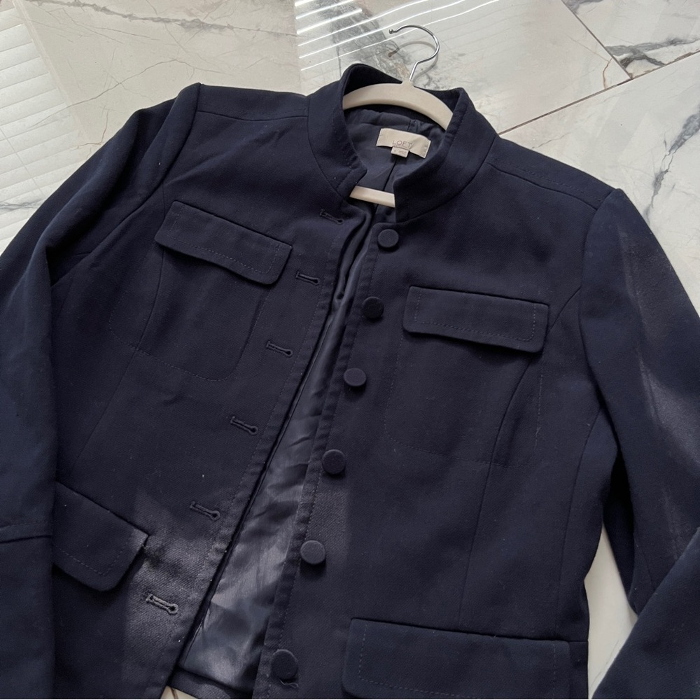 Loft Chic Navy Button-Up Jacket Sailor Coastal style